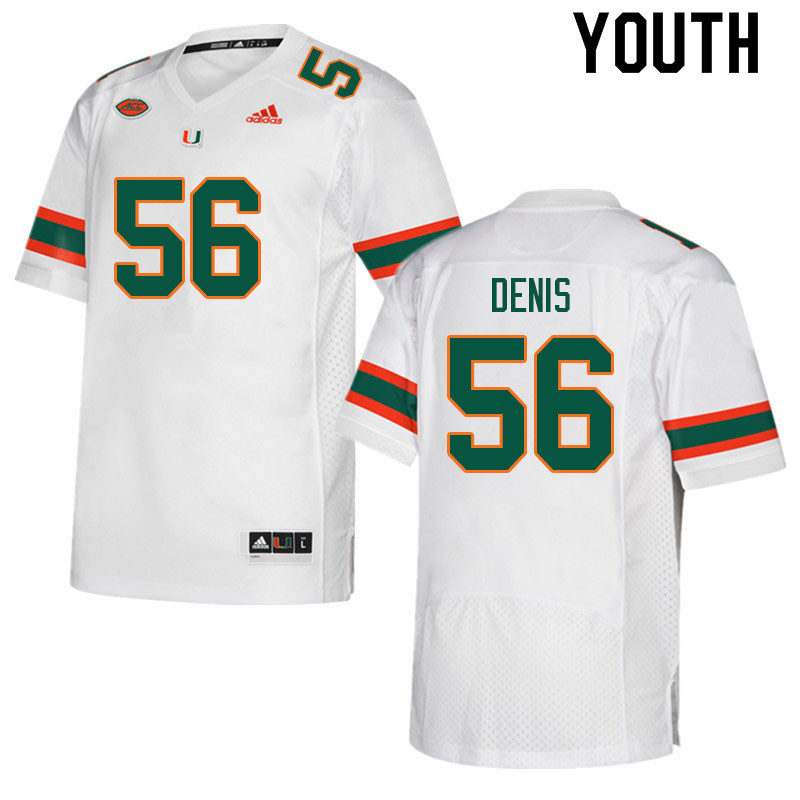 Youth #56 Jonathan Denis Miami Hurricanes College Football Jerseys Sale-White